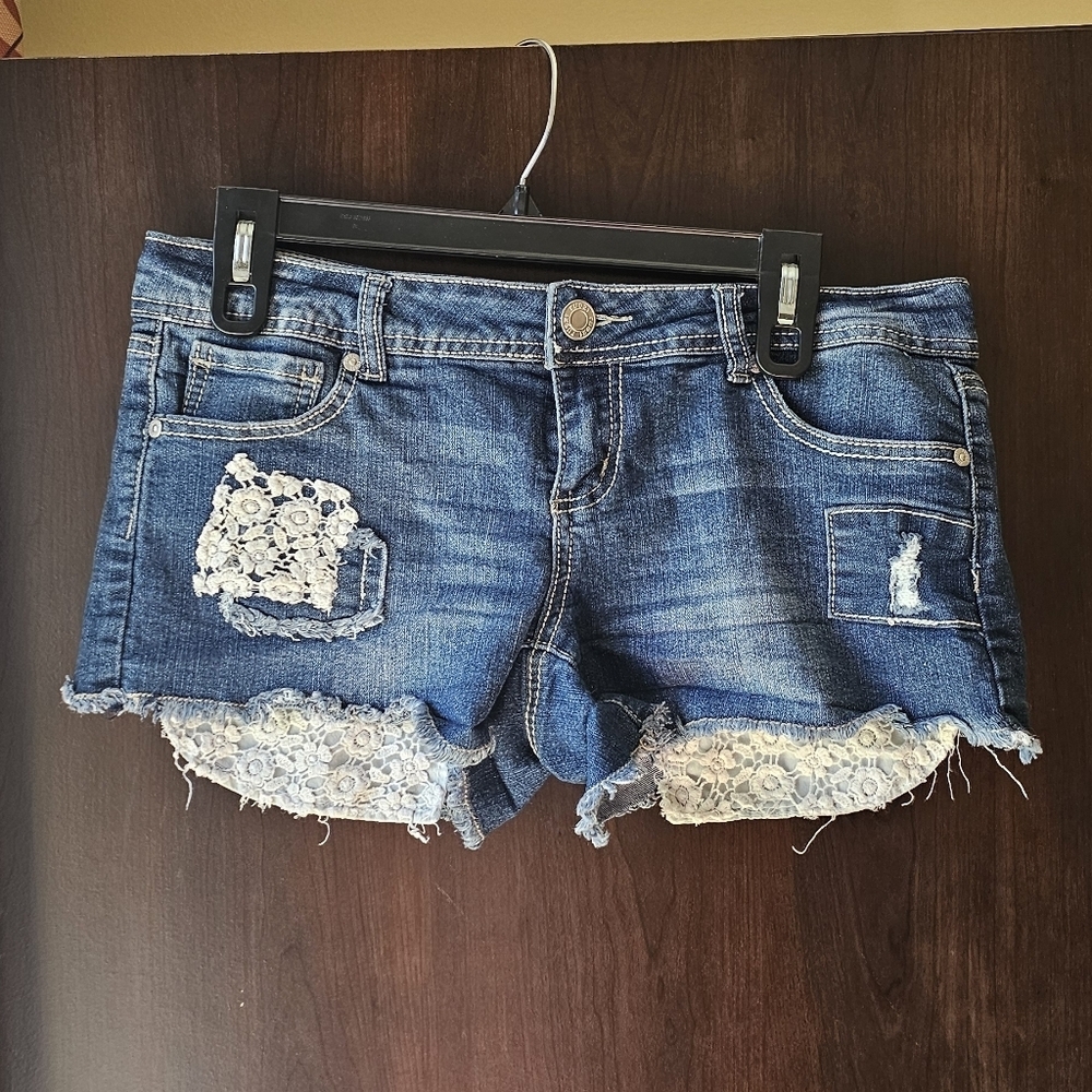 Rue21 Blue Denim Shorts with Lace Details